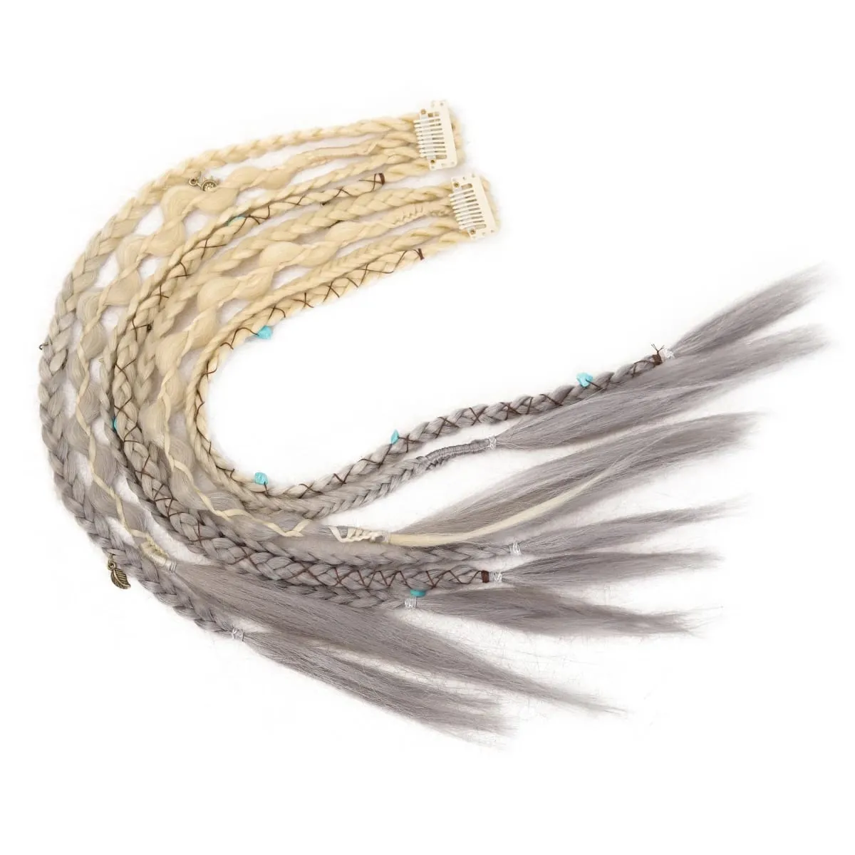 20 Inches Bohemia Clip in Hair Extensions Handmade Synthetic Weaving Clip-on Long Braid Fairy Hair Synthetic Hair Extensions — image 7