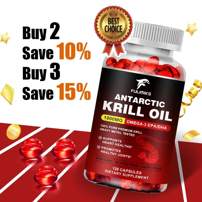 Pure Antarctic Krill Oil Supplement 1000mg Omega-3 with EPA/DHA Supports Heart Brain & Joints Health for Adults — image 2