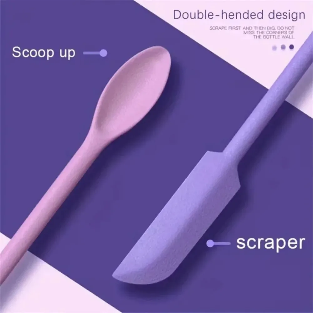 3Pcs Double-Head Silicone Spatula Soft Brush Cosmetic Digging Spoon Lengthened Jam Scraping Spoons Portable Makeup Brushes Set — image 2