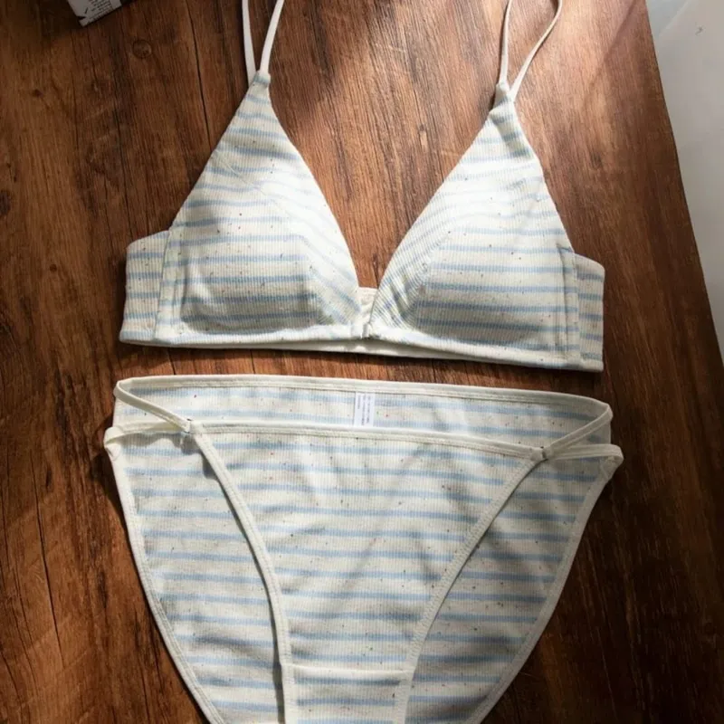 omen Front Closure Bra Set Summer Thin Spaghetti Strap Sexy Triangle Cup Backless Brassiere Lingerie Set 32‑38 Size — image 6