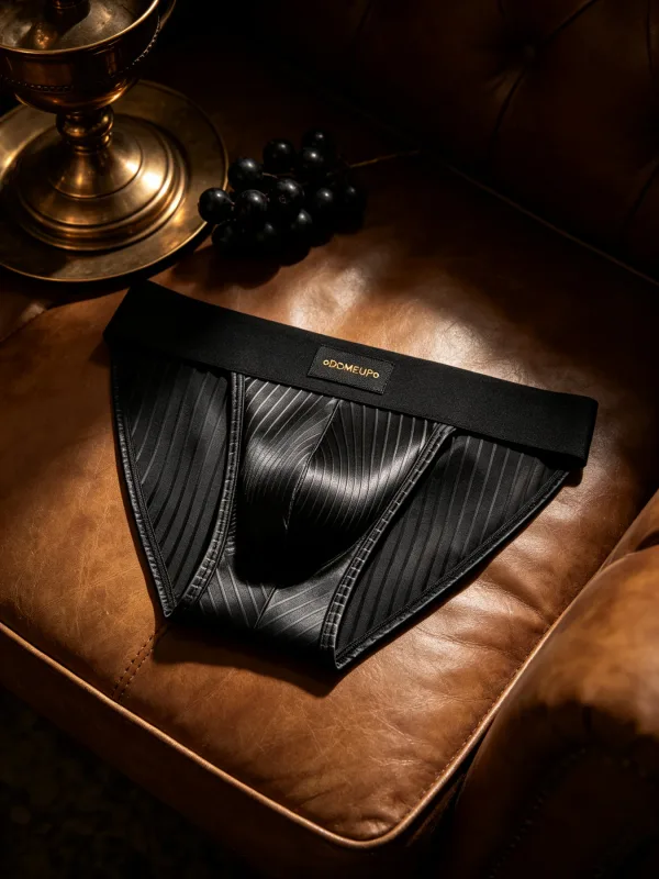 Men Underwear Shiny Striped Triangle Briefs Front Bulge Pouch Sexy Low Rise Slim Fit Daily Mens Underpants DP915 — image 18