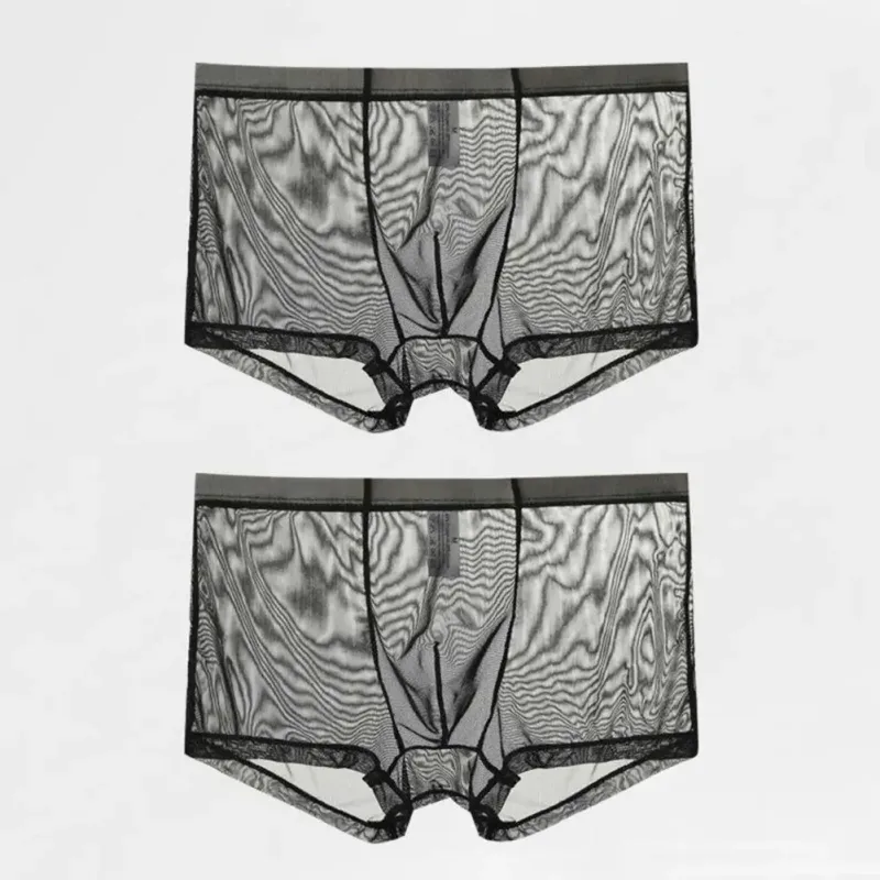 Mga Transparent na Boxer para sa Mga Lalaki na See Through Panlalaking Panloob na Sexy Mesh Low Waist Ice Silk Manipis na Nakakapalamig na Panti ng Lalaki na Panloob na Panloob — image 26