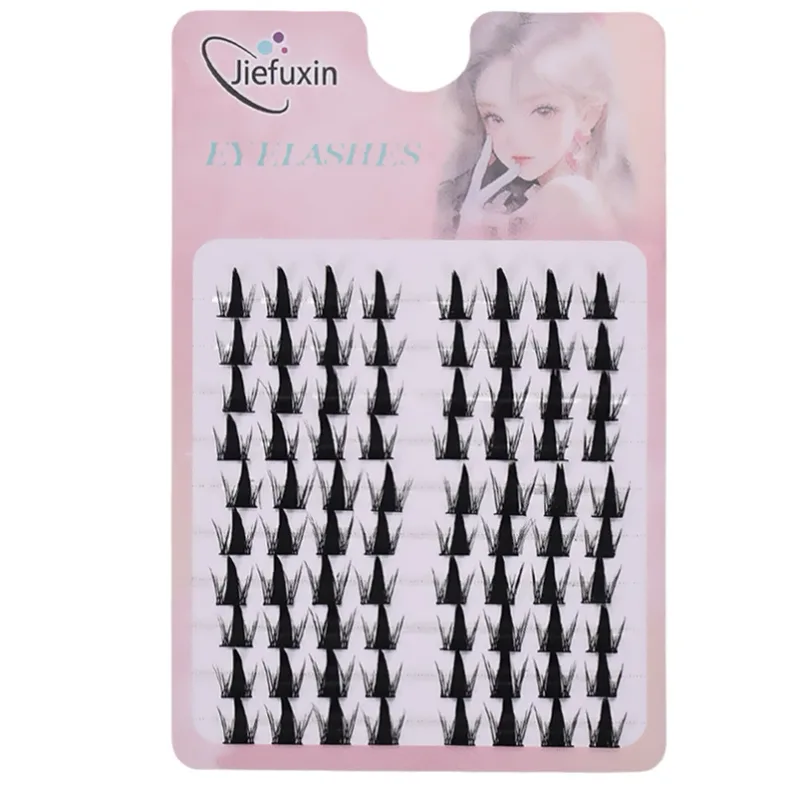 Soft Tapered Thick Manga Fox Eye Individual Clusters Jiefuxin Large Capacity DIY Lashes Simple Operation for Makeup Newbies