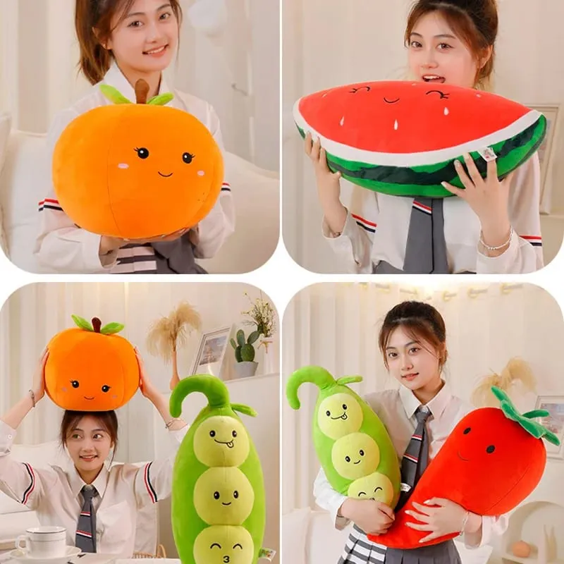 ZU Super Soft Plush Pillow Cute Fruits Kiwi Apple Orange and Vegetables Pea Chili Stuffed Toys Sofa Home Decor Cushion for Girl — image 3