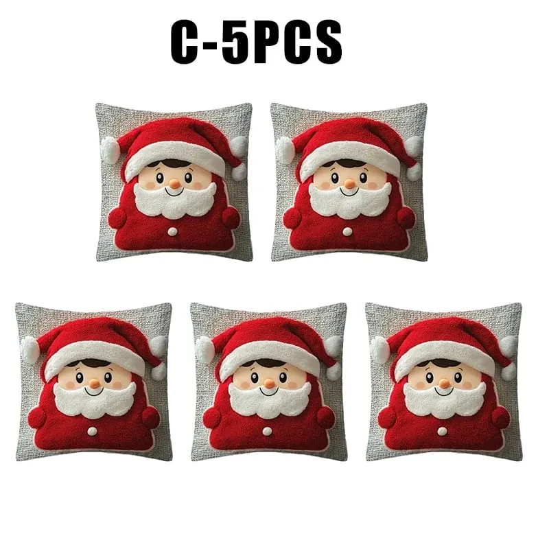 Christmas Character Cushion Cover Snowman Reindeer Digital Print on Stretch Fabric for Festive Home Decor