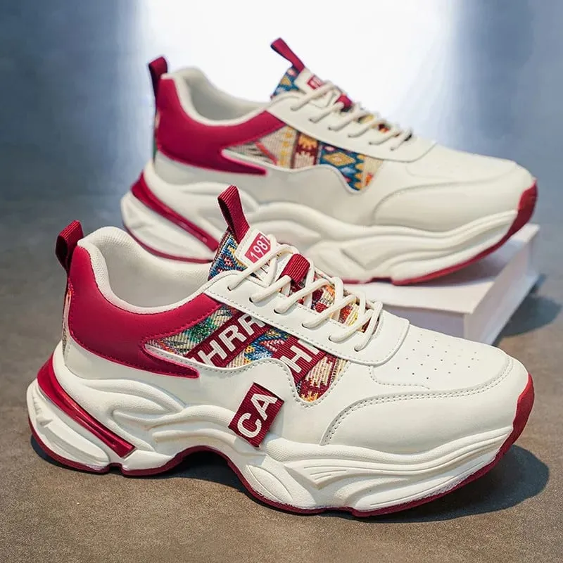 2026 Men Korean High Top Sneakers Spring Breathable Anti Slip Platform Running Shoes Outdoor Wear-resistant Running Sports Shoes — image 2