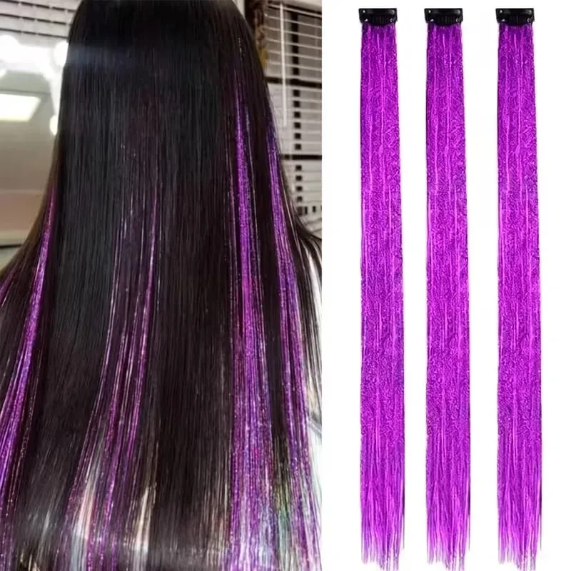 24Inch Synthetic 3pcs/set Long Straight Clip in Hair Extensions Highlights Colored Party Multi-Colors Hairpieces for Women Daily — image 2