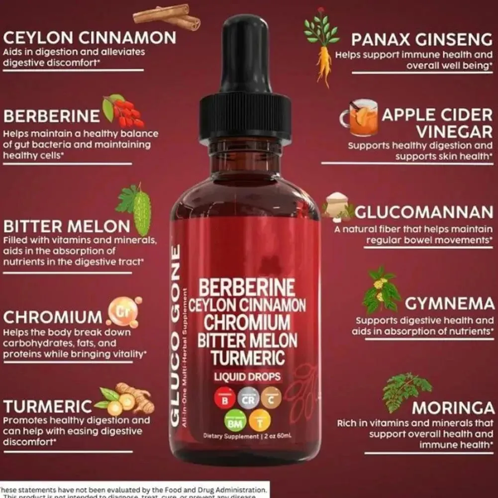 Berberine Cinnamon Droplets 60ml Natural Plant Formula Supports Blood Glucose Metabolism And Cardiovascular Health — image 2