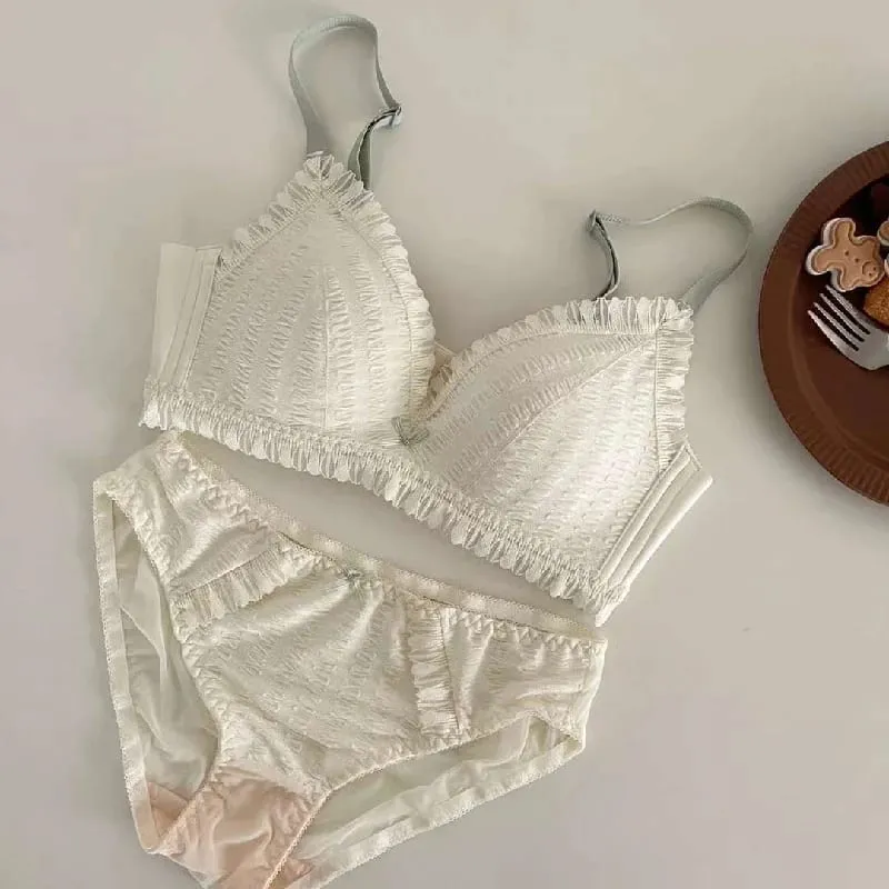 Junge Mädchen Dessous 2026 Neue Kleine Bequeme Dessous Nahtlose Einteiliges Bh Und Panty Sets Spitze Bogen Frau Unterwäsche — image 10