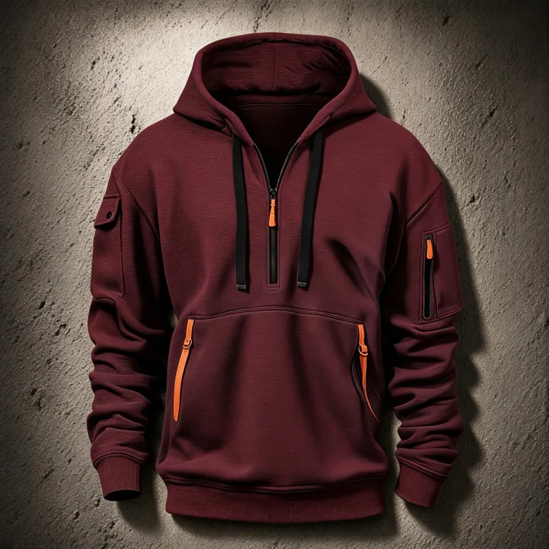Men's Spring Autumn Hooded Sweatshirt Zip Multi Pocket Pullover Casual Sports Jacket Fashion Trendy Hoodie Top for Men Street — image 6