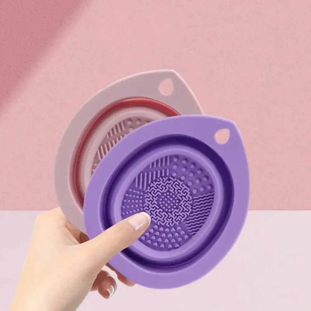 Soft Silicone Folding Makeup Brush Cleaning Bowl Powder Puff Cleaner Eyeshadow Brushes Wash Clean Mat Beauty Tools Scrubber Box