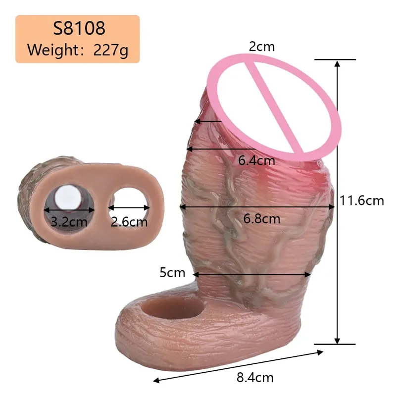 7.2in Realistic Penis Sleeve Reusable Penis Sleeve with Cock Ring Silicone Penis Enlarger Sleeve Male Adult Sex Toy for Men — image 31