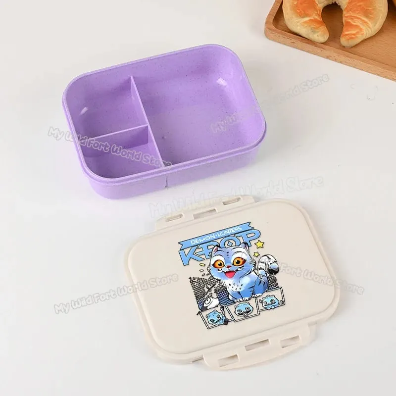 Demon Hunters Lunch Box for Boy Girl Cute Mira Zoey Jinu Portable Plastic Bento Box with Dinnerware Food Fruit Container — image 28