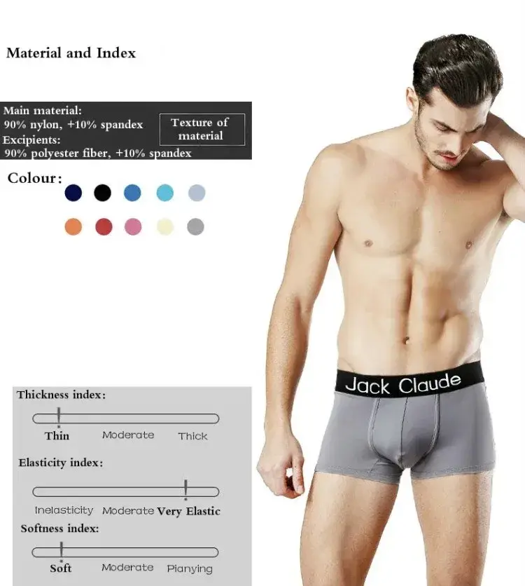 5Pcs/Men's Underwear Men Short Antibacterial Comfortable Sexy Boxer 3D Large Pouch Casual Solid Color Underwear Boxer MenPanties