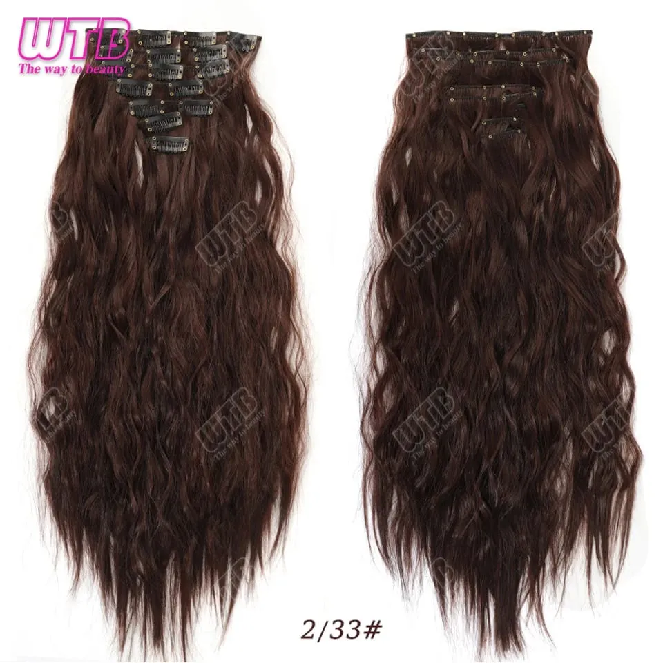 Synthetic 16 Clips in Hair Extensions Long Wavy Hairstyle Blonde Black Hairpieces Heat Resistant False Hair Daily Use — image 10