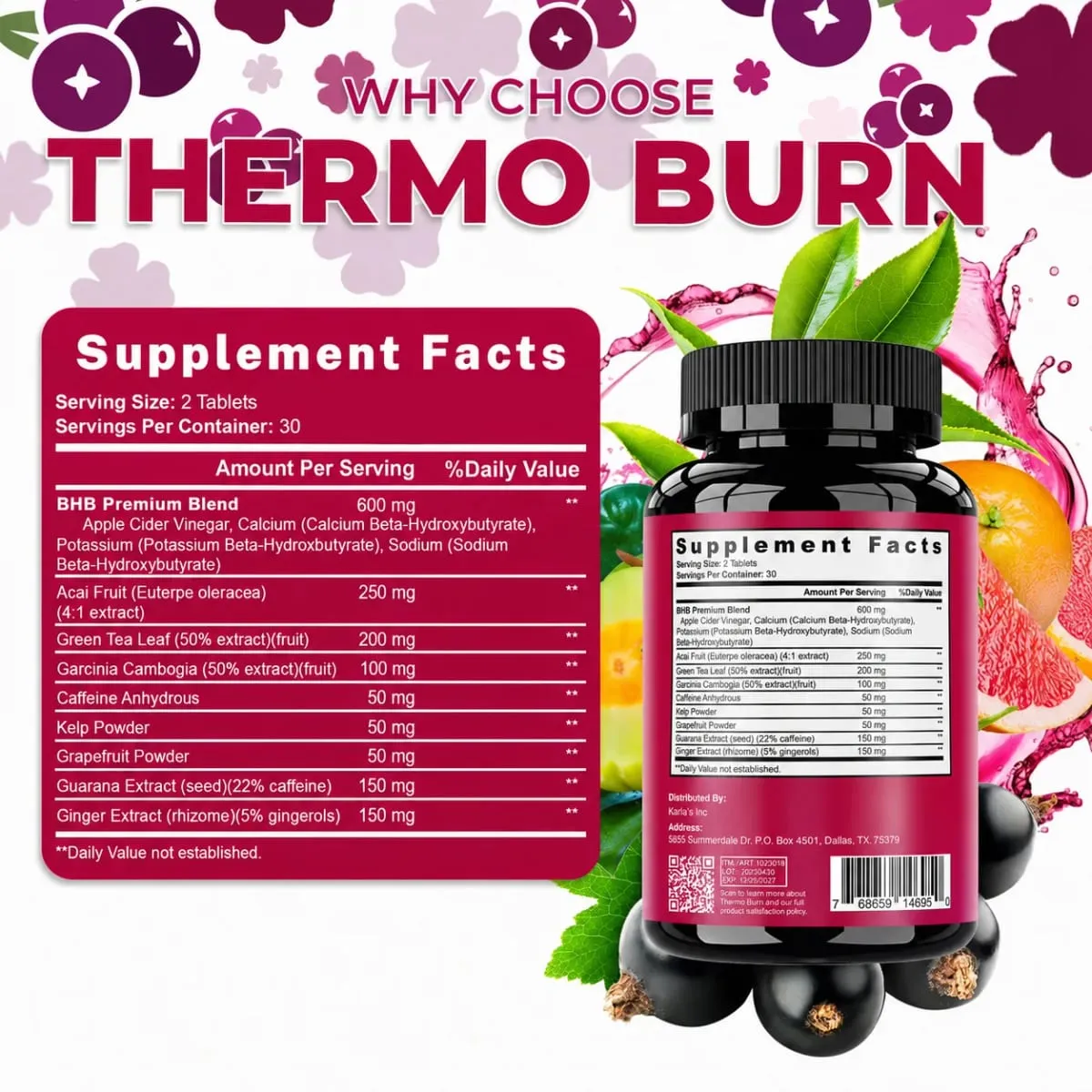 Natural Formula Fat-Burning Tablets with Premium BHB Blend + Brazilian Berry – Gentle Detoxification and Weight Management Suppo — image 3