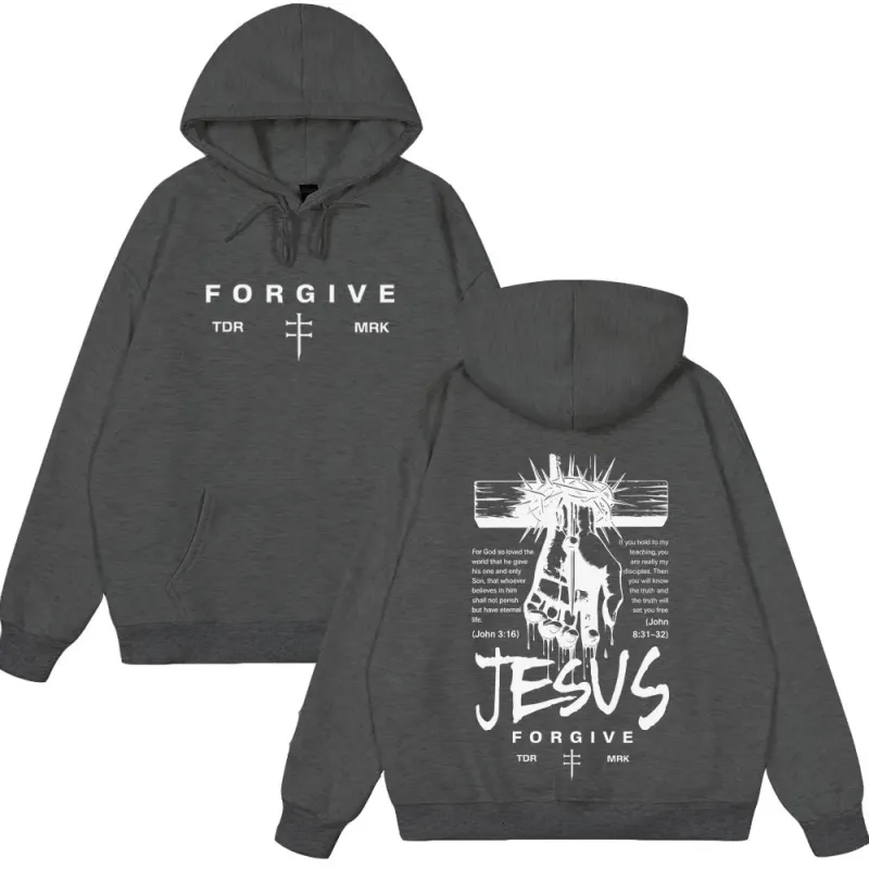 Jesus Forgive Fashion Graphic Hoodie Men Women Vintage Clothing Pullover Winter Long Sleeves Loose Casual Oversized Sweatshirts — image 4