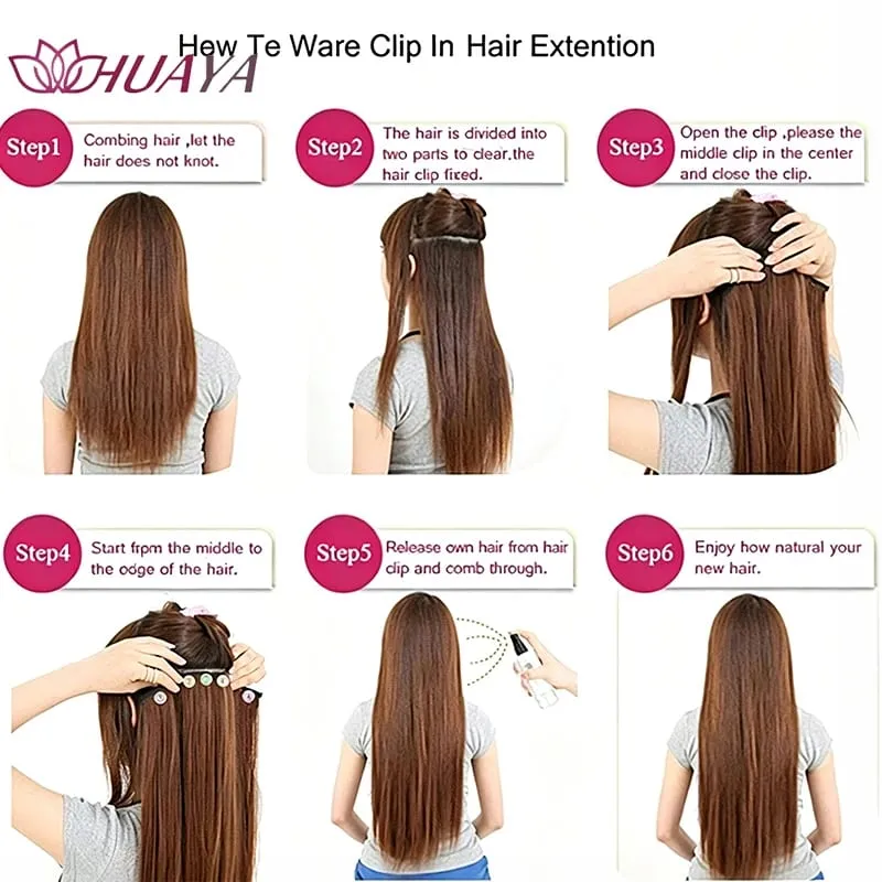 4‑Pcs Clip‑in Synthetic Hair Extensions Long Wavy Curly Heat‑Resistant Hair Pieces for Daily and Party Wear