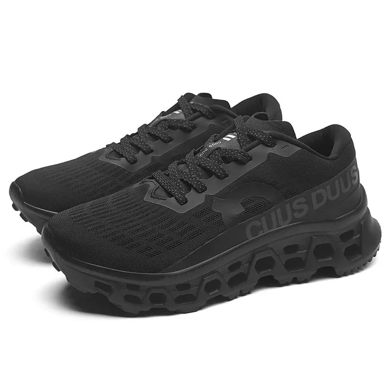 Men's running shoes hollow cushioning thick soled sneakers breathable mesh lightweight non-slip sneakers outdoor fitness shoes