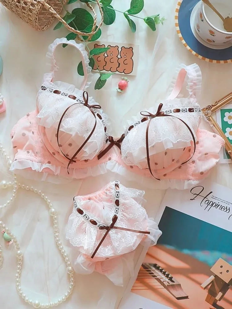 Kawaii Japanese Style Bra Set Underwired Lace Design Sweet & Sensual Look Light Push Up Support for Girls A/W Season Lingerie — image 5