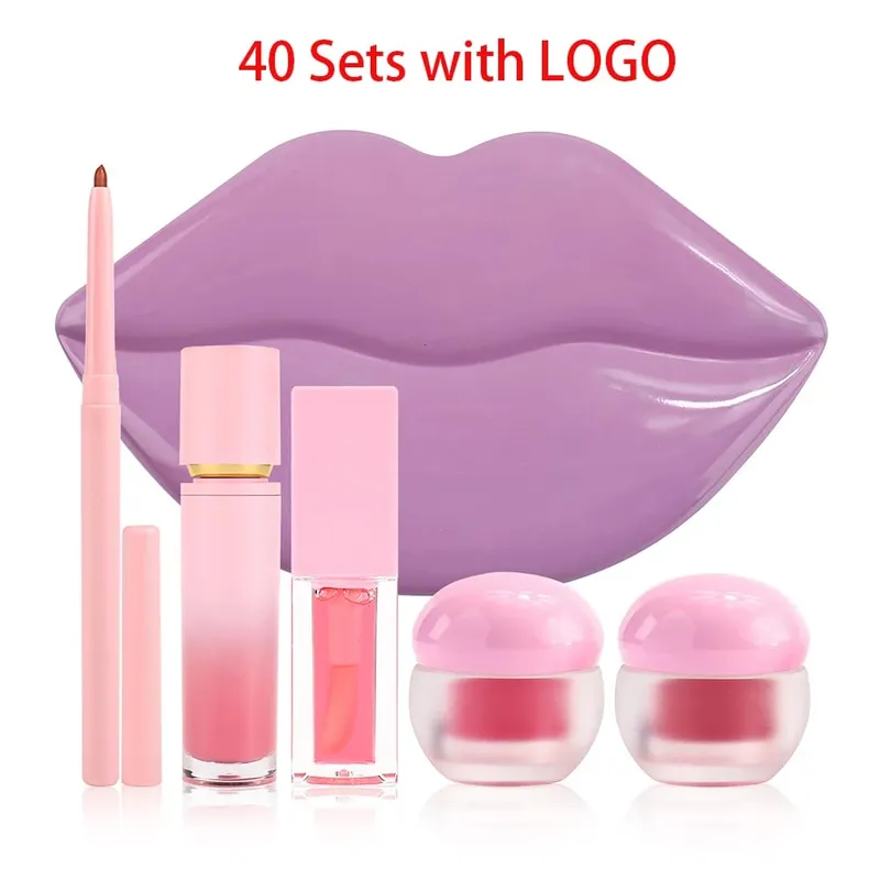 Set trucco labbra vegano 5 in 1 Set maschera olio lucida Liner Scrub Etichetta privata Logo personalizzato Fornitura all'ingrosso all'ingrosso per rivenditori — image 12
