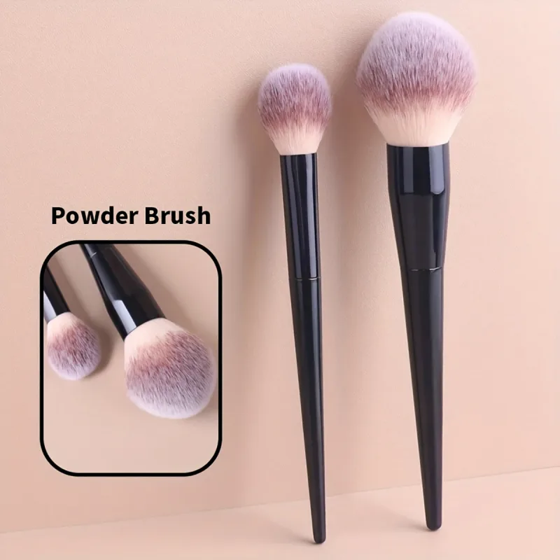 2pcs Professional Makeup Brushes with Large Soft Nylon Bristles & Elliptical/Contour Tips - Compatible for Foundation Blush Po
