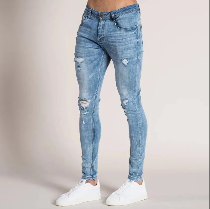 Denim Pant Men Jeans Vintage Pencil Pants High Waist Distressed Washed Hole Sheath Trousers Y2k Streetwear Casual 2026 Spring — image 6