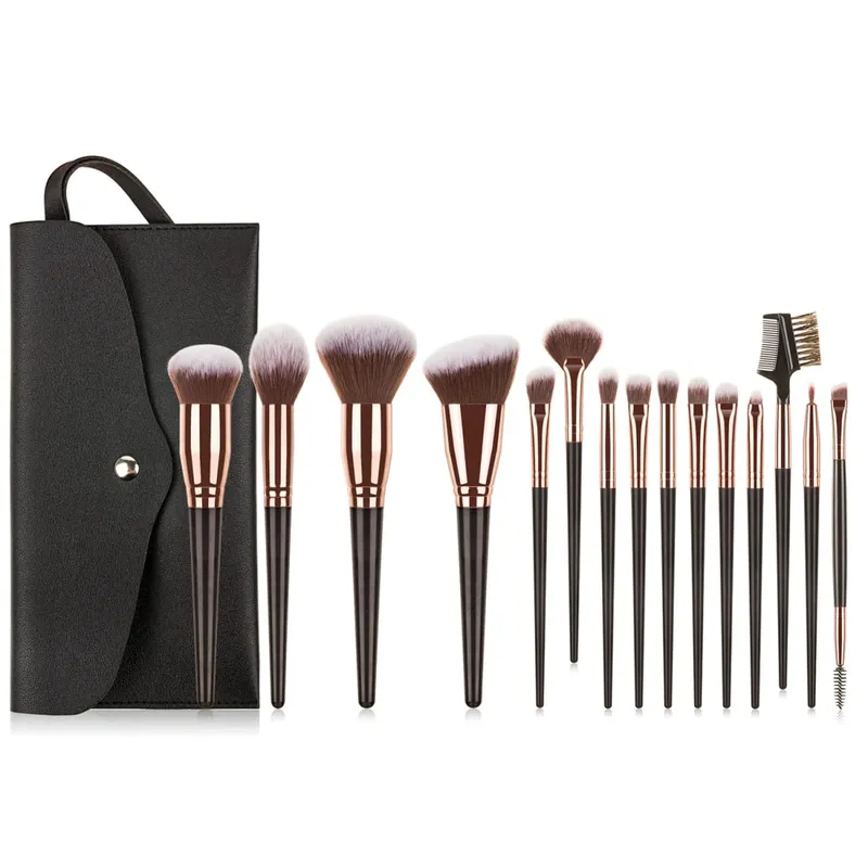 15Pcs Makeup Brushes Set with Storage Bag Soft Bristle Face Eye Brush Kit For Foundation Blush Eyeshadow Eyebrow Cosmetic Tools — image 8