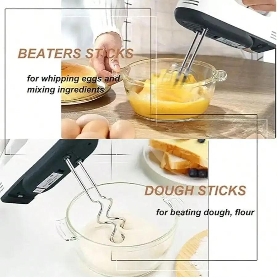 Electric Handheld Egg Beater Stand Mixer Small Automatic Cream Whipping Machine For Home Baking 5 Speed Settings Electric Egg Beater For Home Use Handheld Electric Egg Beater. — image 4