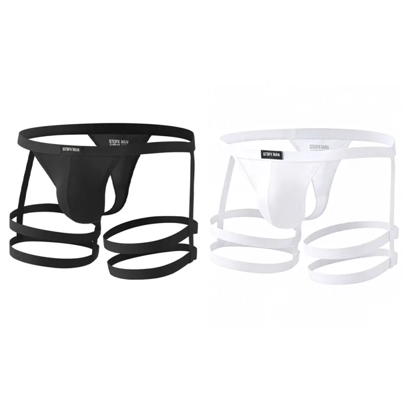 Men's Jockstrap Briefs Suspender Underwear Breathable Thong Briefs U Convex Pouch Elastic Low Rise Underpants — image 11