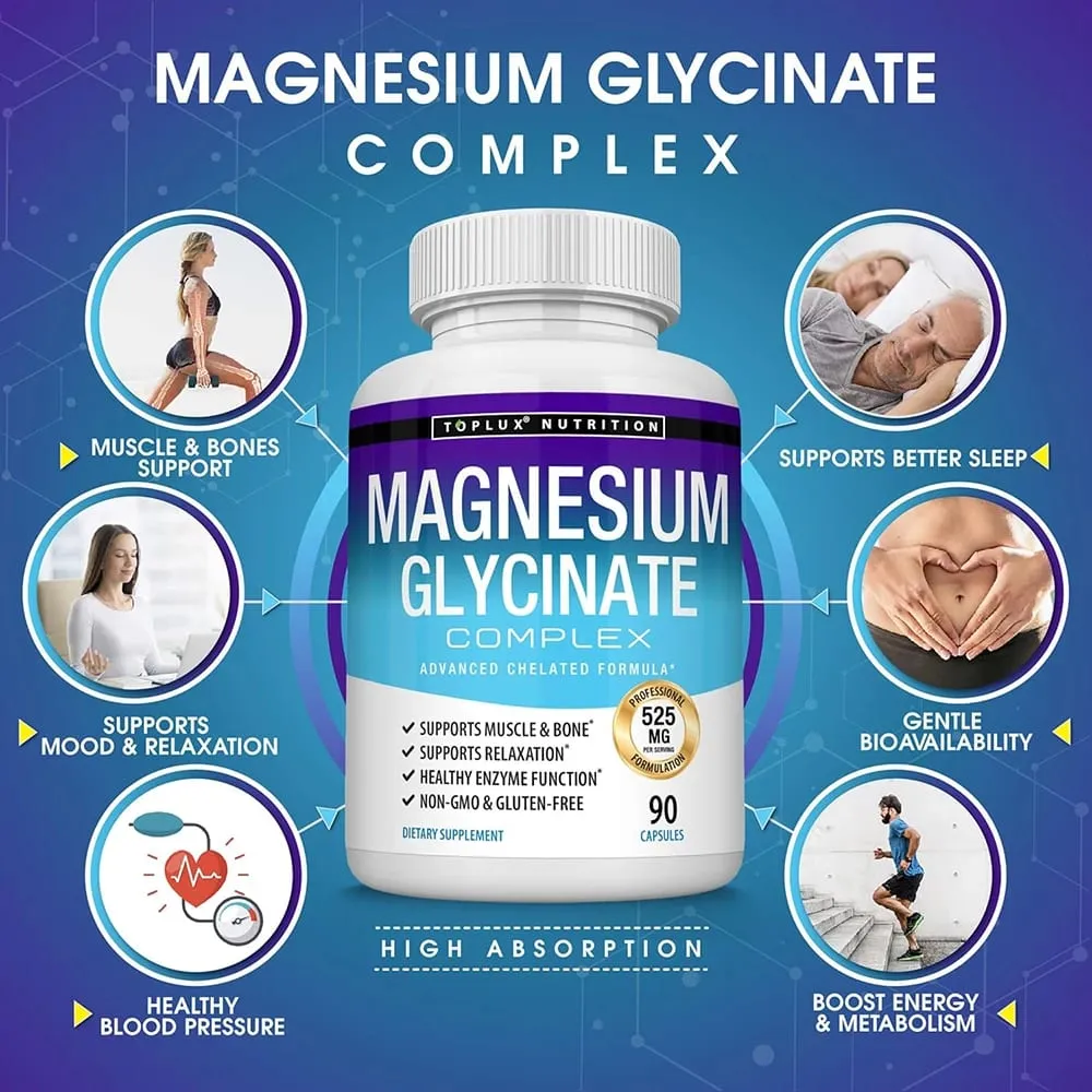 Premium Magnesium Complex Supplement 1000mg Magnesium Glysinate 525mg Blood Sugar Complex 940mg Moringa Capsules 1200mg Non-GMO — image 3