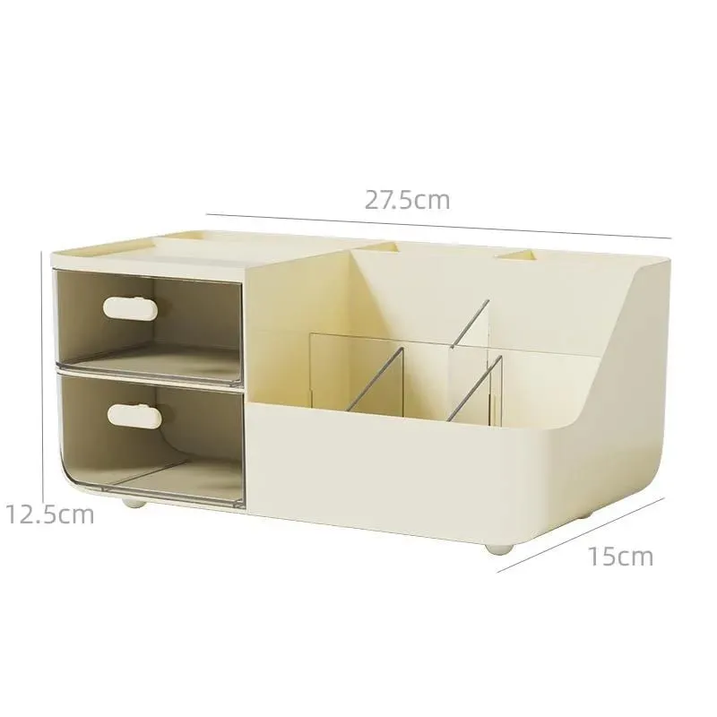 Cosmetics Organizer with 2 Transparent Drawers Large Capacity Clear View Space Saving Smooth Gliding for Makeup Brushes — image 8
