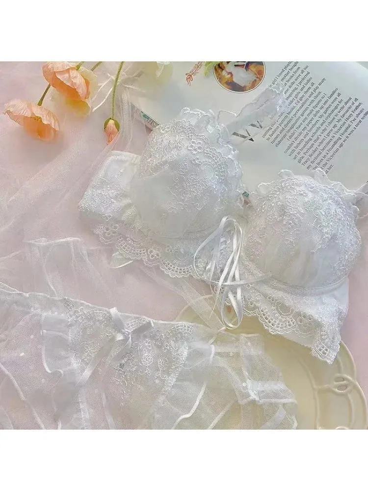 Japanese Style Lace Bralette Set Sexy Cute Underwear with Steel Ring for Small Breasts Push Up Bra & Panty Set Hot Sale Now! — image 3
