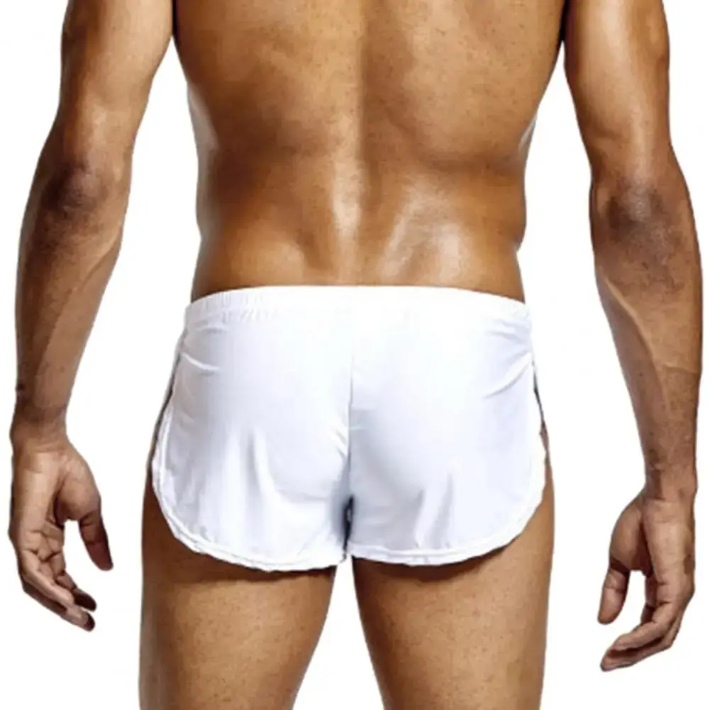 Men Solid Color Breathable Low-rise Shorts Panties Elastic Waist Side Split Ice Silk Lounge Shorts Underpants Sleepwear — image 6