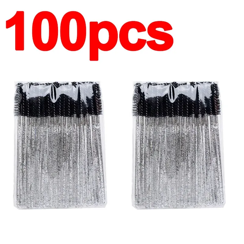 New 50/100pcs Microbrush for Eyelashes Brush Crystal Spoolie Brushes Eyebrow Comb Makeup Beauty Tool for Eyelashes HZS24