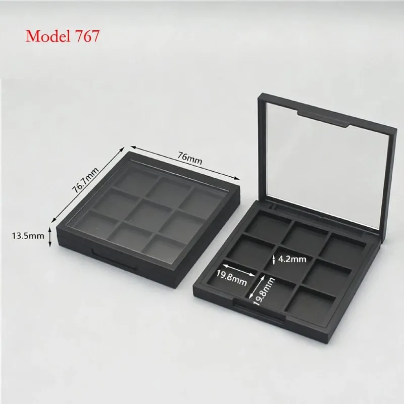 Batch Sale Price For Square 2/3/4/5/6/9/12 Colors Black Plastic Empty Eye Shadow Palette Blusher Powder Container