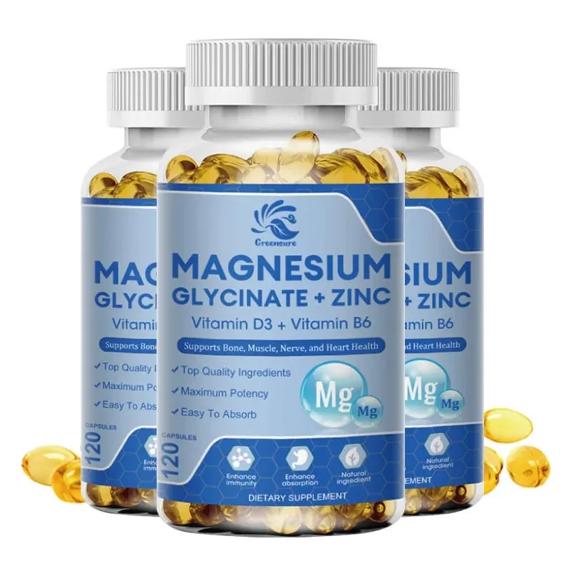Magnesium Glycinate & Zinc 500mg Mineral Supplement for Supports Muscle Joint and Health Maximum Absorption