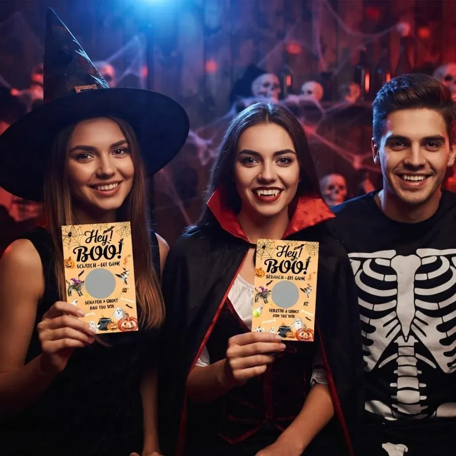 50 Halloween scratch cards Google Head Witch themed cards Halloween party games scratch to win and receive a surprise. — image 2