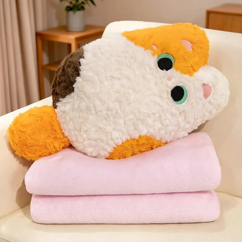 Kawaii Animal Plush Pillow Blanket 2 In 1 Soft Fluffy Animal Stuffed Doll Cushion Nap Pillow Blanket Home Sofa Bed Decor Gift