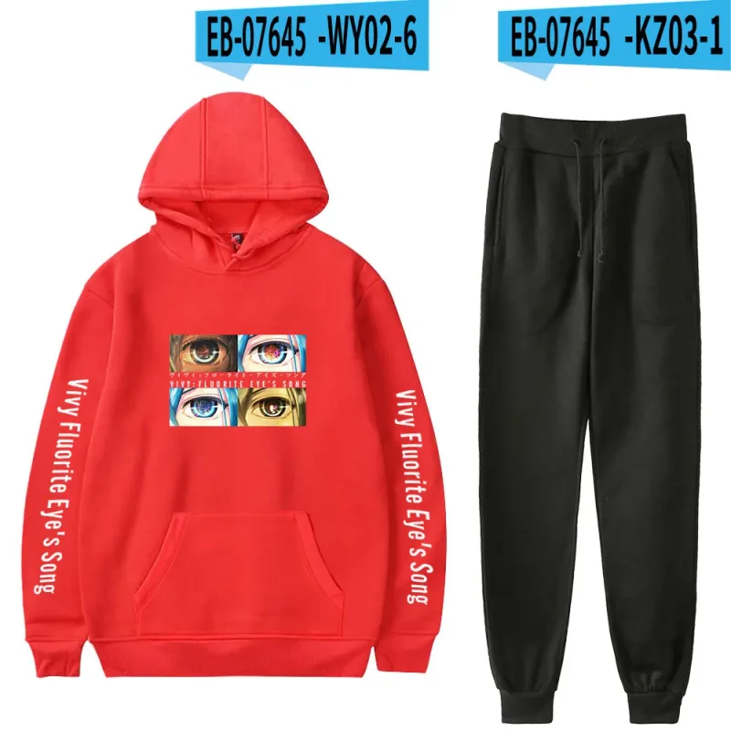 Harajuku Comfortable Vivy Fluorite Eye's Song Print Sweatshirt Sweatpants Hoodies+ Trousers Suit Boys/Girls 2 Piece Set Clothes — image 47