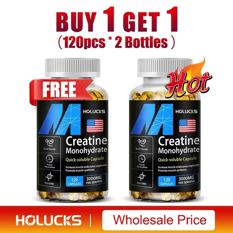 Buy 2 Get 2 Free! Pure Creatine Monohydrate Capsules Support Muscle Growth Strength & Performance Enhances Cognitive Function — image 10