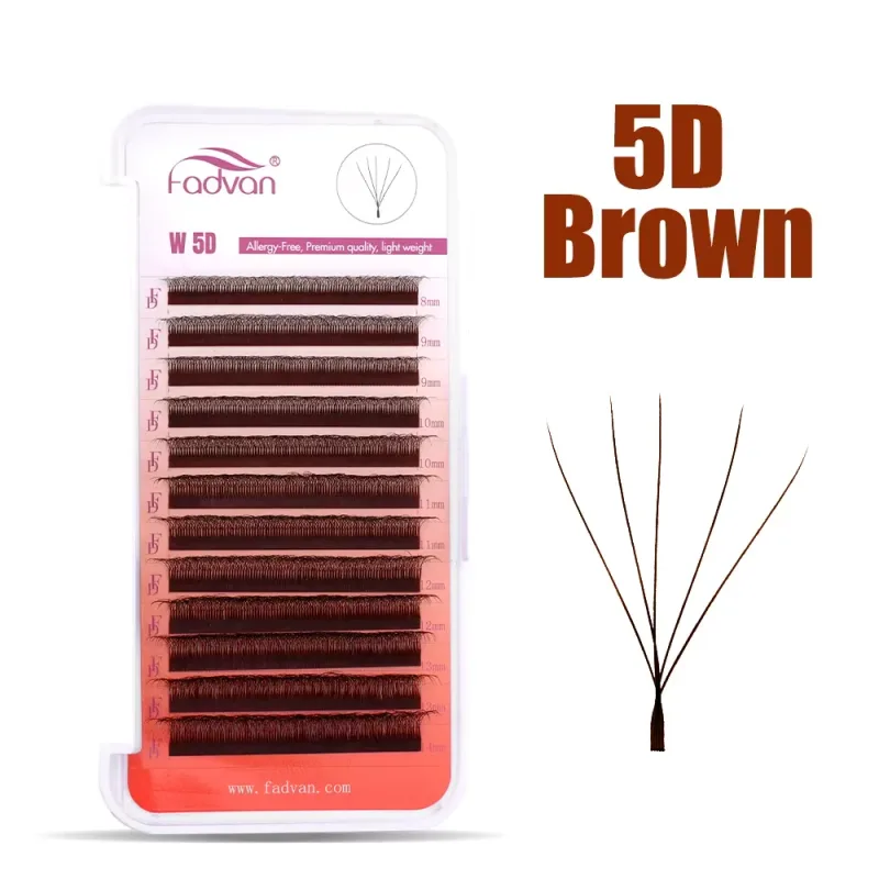 Fadvan 5D W Shape Lashes Black/Brown 5D Soft Faux Mink Eyelash Extension 12Rows 5D Fan Lashes Supplier — image 5