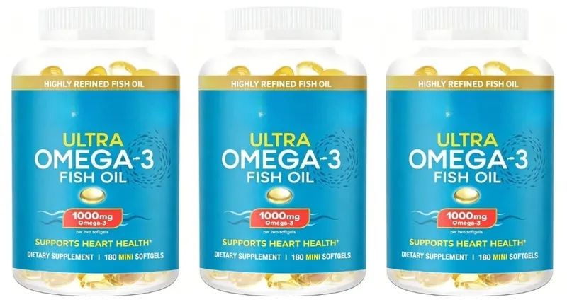 Fish Oil Omega 3 Mini Softgels 1000mg EPA + DHA Ultra Pure Supplements Heart Health Support Easy To Swallow Minis 180 Count — image 9