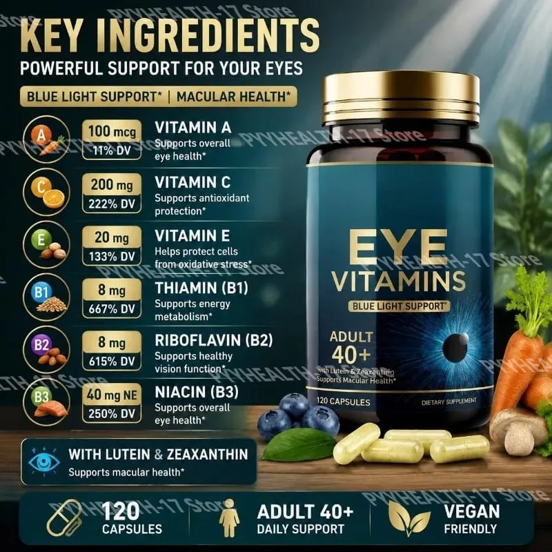 Eye Vitamins Capsules Blue Light Support with Lutein & Zeaxanthin for 40+ Macular Health Support for Men Women 120 Capsules — image 4
