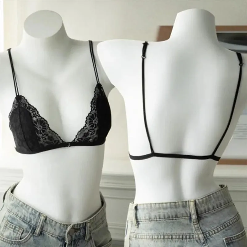 Fransk stil Sexet blonde tynd trekant bh med knap foran kvinders ring uden stål Trådløs lingeri undertøj Smuk bh bagpå — image 7