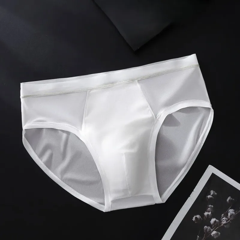 Men's Seamless Ice Silk Briefs Underwear Bulge Pouch Solid Breathable Panties Sexy U Convex Pouch Lingerie Underpants — image 5