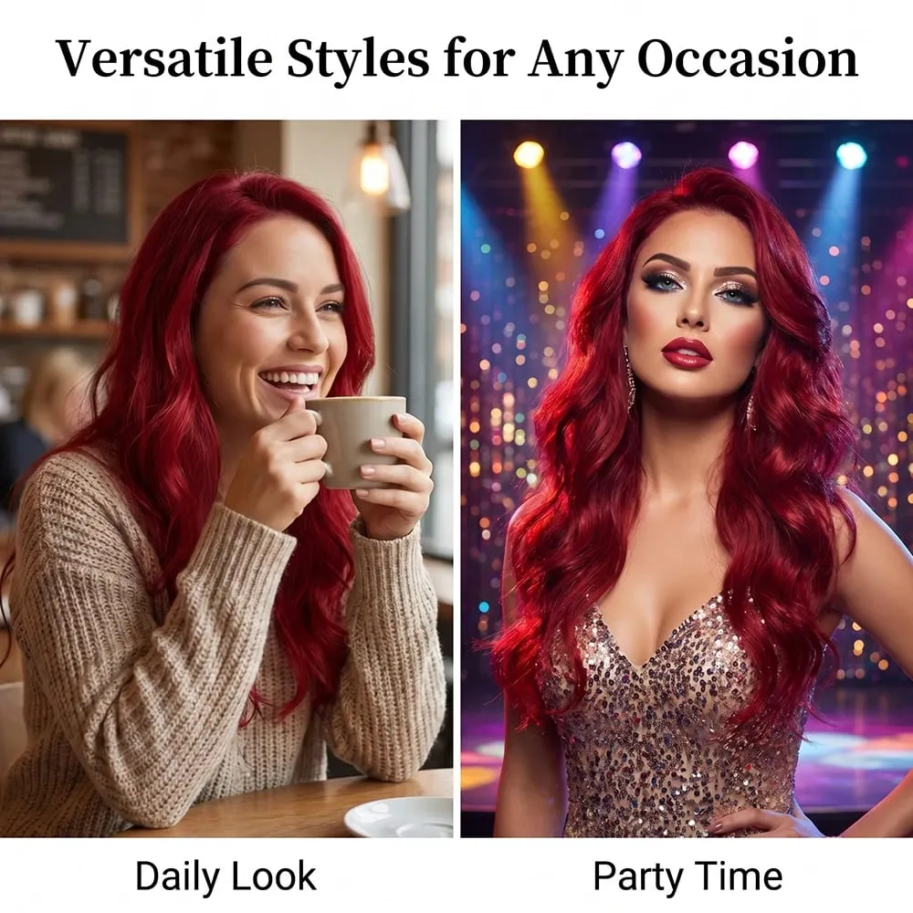 26" Invisible Wire Hair Extensions Curly Burgundy No Clip Synthetic Hairpiece Women Natural Heat Resistant Fiber Hairpieces — image 4