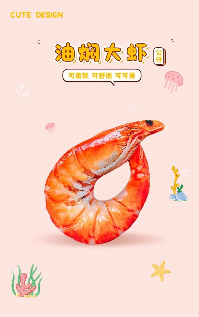 Real‑Printed Braised Prawn Plush Pillow Soft Stuffed Shrimp Cushion Funny Novelty Toy Home Decor Holiday Gift — image 9