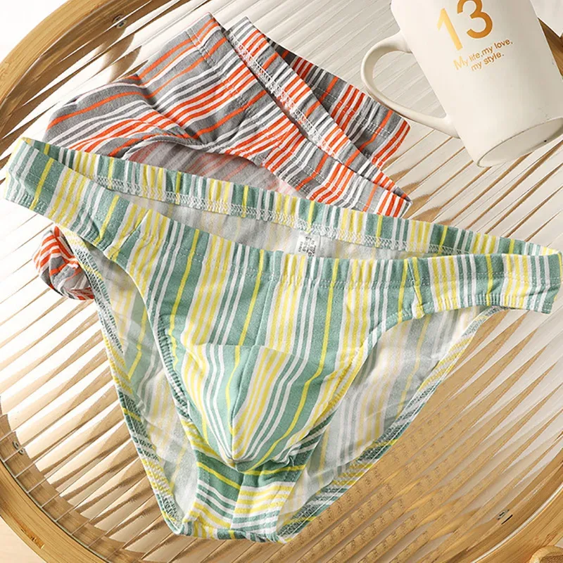 2PCS Briefs Striped Soft and Comfortable Breathable Personality Fashion Young Men's Underwear — image 3