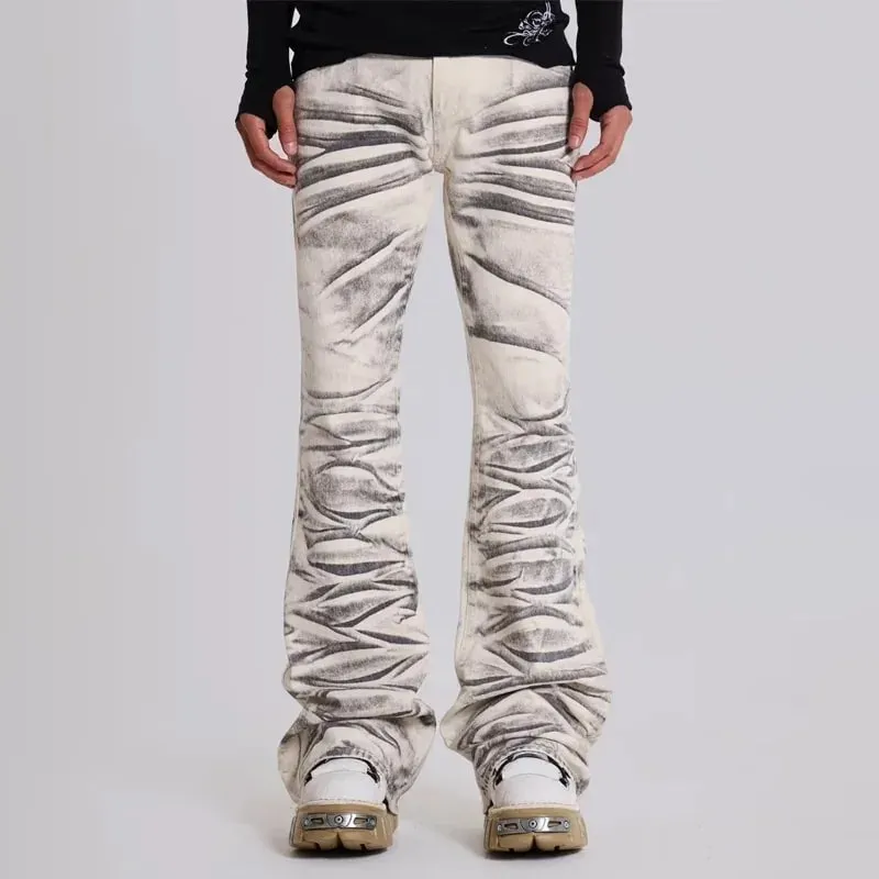Y2K Retro Distressed Flare Jeans Women High Waist Vintage Washed Denim Bell Bottom Pants Harajuku Streetwear Casual Trousers — image 2